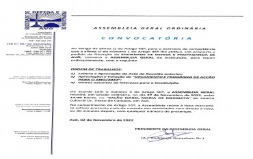 Assembleia Geral Ordinária - Convocatória - 27 de Novembro de 2022
