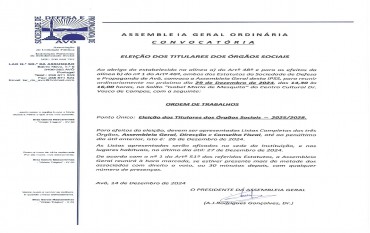 Acto Eleitoral 29 de Dezembro de 2024 - Órgãos Sociais SOCIEDADE DE DEFESA E PROPAGANDA DE AVÔ