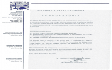 Convocatória da Assembleia Geral - Orçamento / 2026