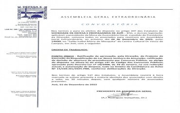 Assembleia Geral Extraordinária - 20 de Dezembro de 2025